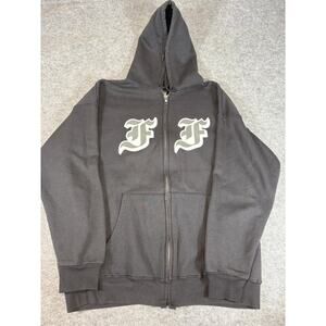 Foo Fighters Hoodie Mens Large Black Full Zip Sweatshirt Streetwear Rock Band